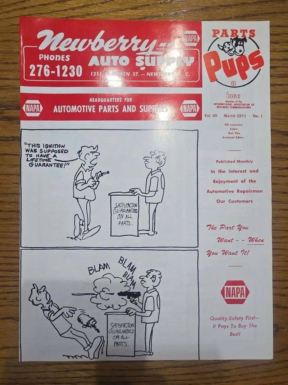 Vintage March 1971 NAPA Parts Pups Magazine Issue